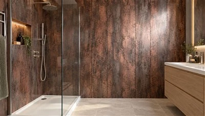 Panneau mural de douche en PVC mat métallisé Cooper de 1 mètre de large